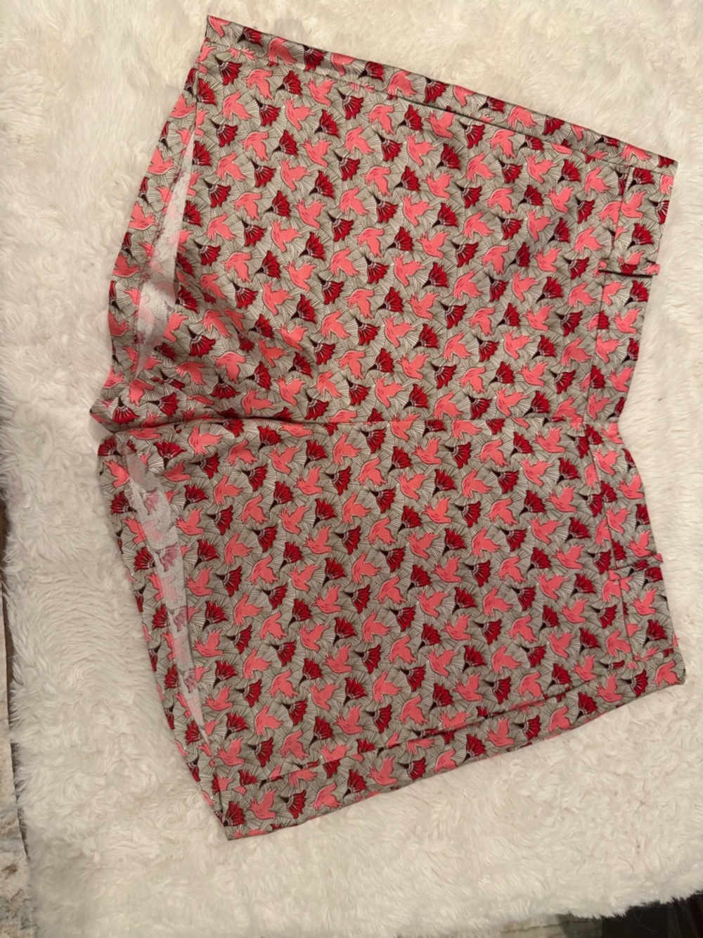 Tory Burch High Waist Printed Shorts in Pink and Red Size 2